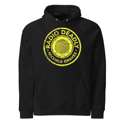 unisex-eco-raglan-hoodie-black-front-67bc7557a0c60.png Radio Deadly Hoodie
